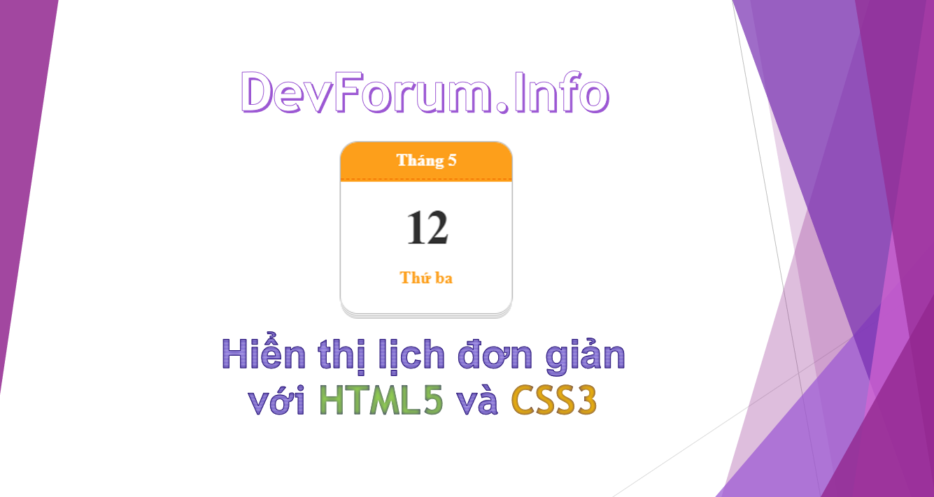 Hiển thị lịch đơn giản với HTML5 và CSS3